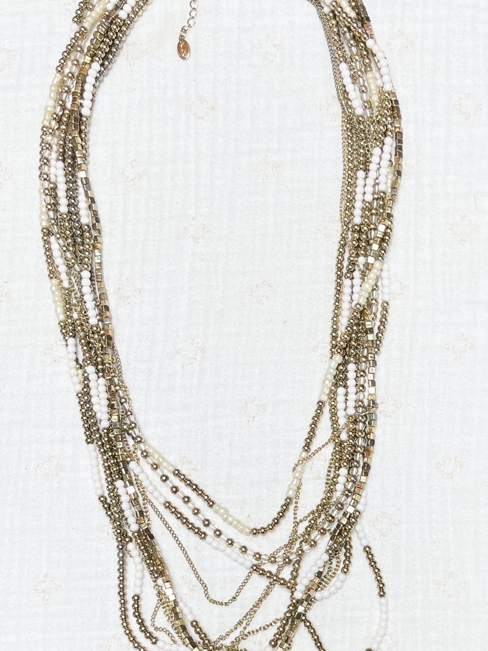 Aldo Multi-Strand White and Gold Beaded Necklace